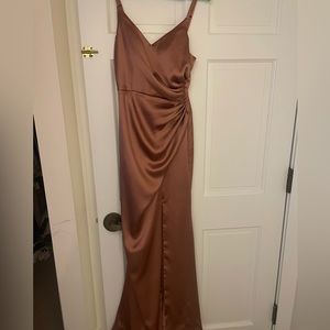 Revelry satin dress desert rose